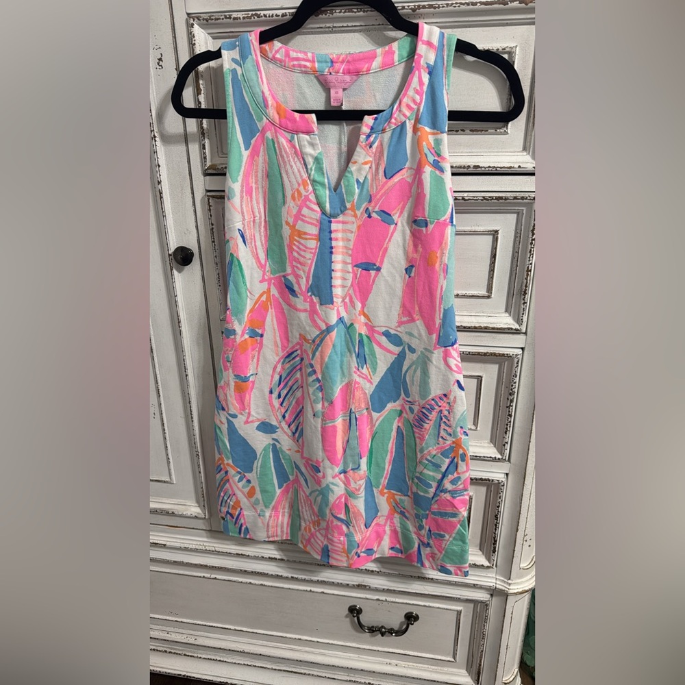 Lilly Pulitzer Pink and Blue Tropical Dress
